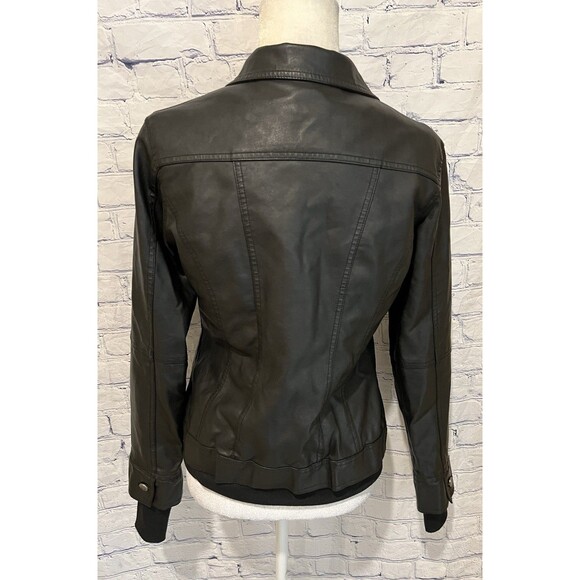 Lock & Love Women's Black Faux Leather Jacket Biker Moto size - Picture 5 of 7